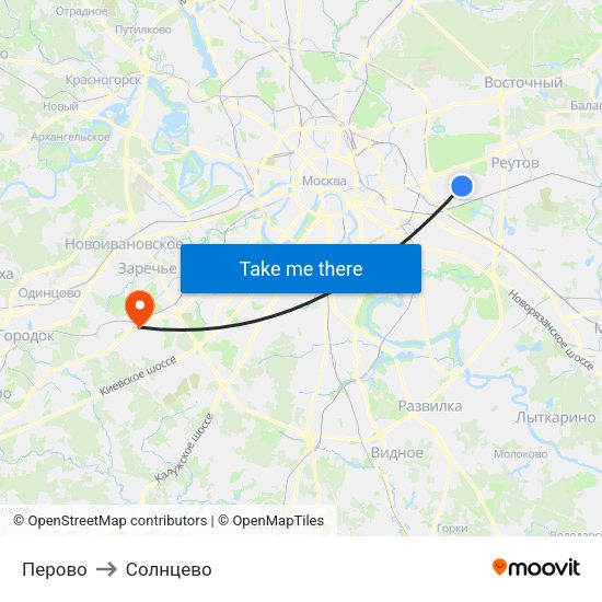 Перово to Солнцево map