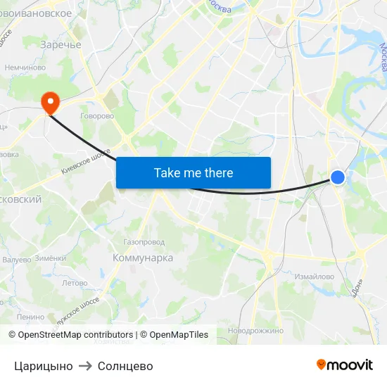 Царицыно to Солнцево map