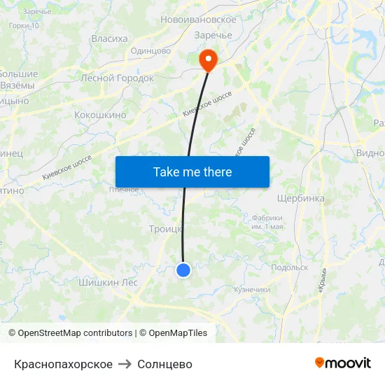 Краснопахорское to Солнцево map