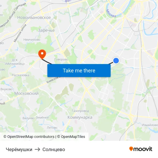 Черёмушки to Солнцево map