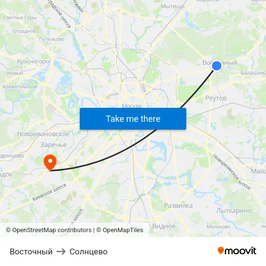 Восточный to Солнцево map