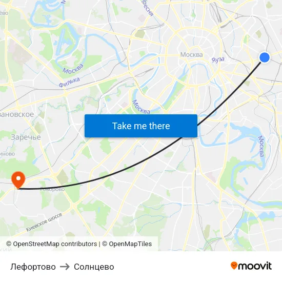 Лефортово to Солнцево map