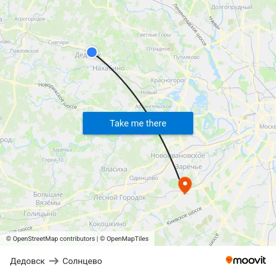 Дедовск to Солнцево map