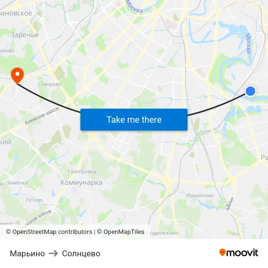 Марьино to Солнцево map