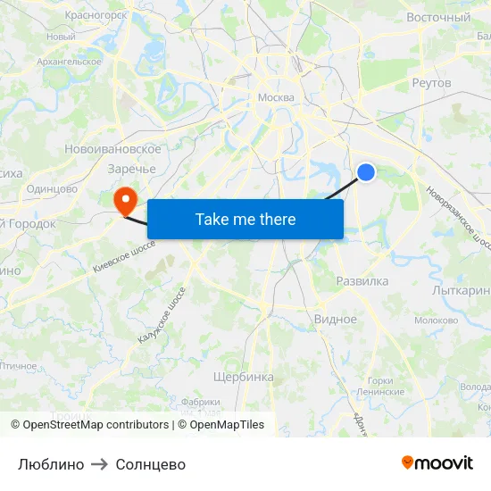 Люблино to Солнцево map