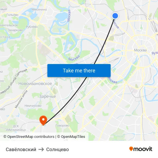 Савёловский to Солнцево map