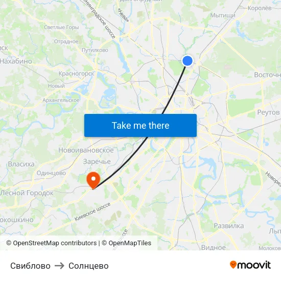 Свиблово to Солнцево map