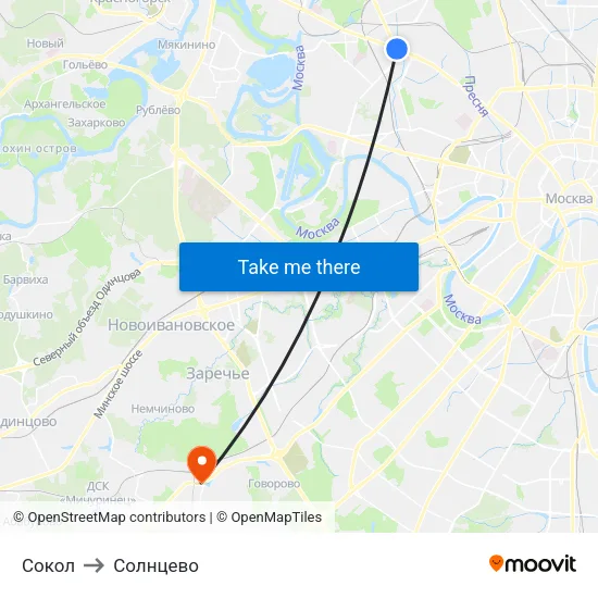 Сокол to Солнцево map