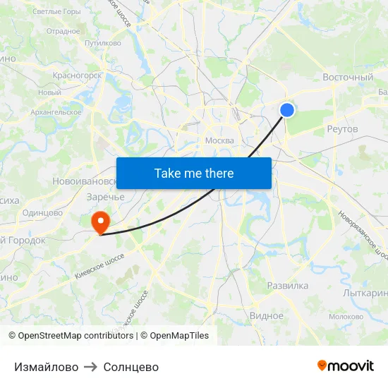 Измайлово to Солнцево map