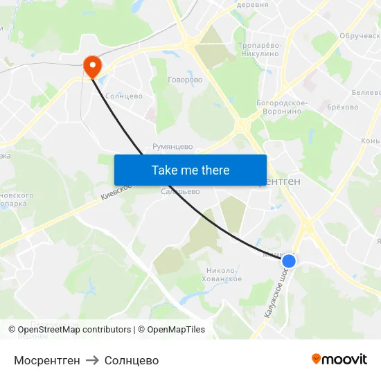 Мосрентген to Солнцево map