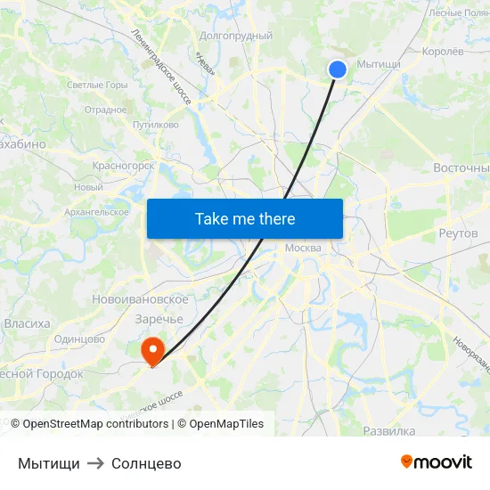 Мытищи to Солнцево map