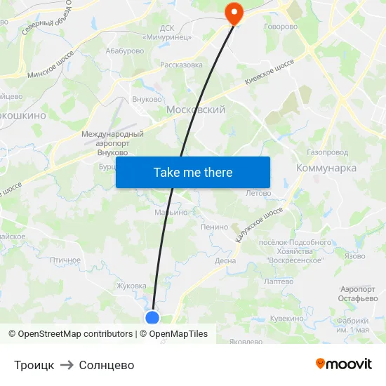 Троицк to Солнцево map