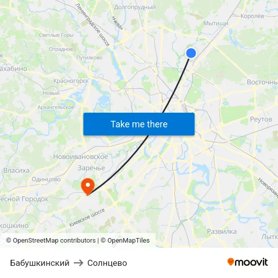 Бабушкинский to Солнцево map