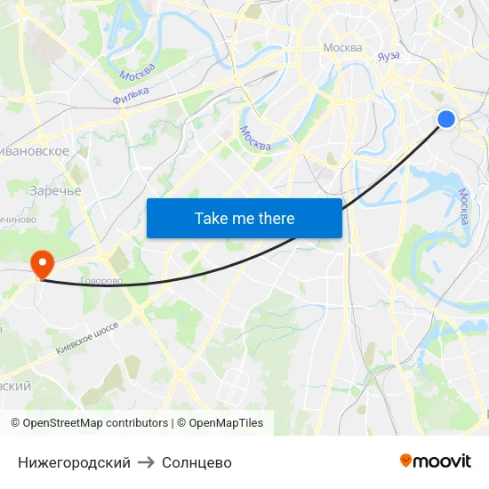 Нижегородский to Солнцево map