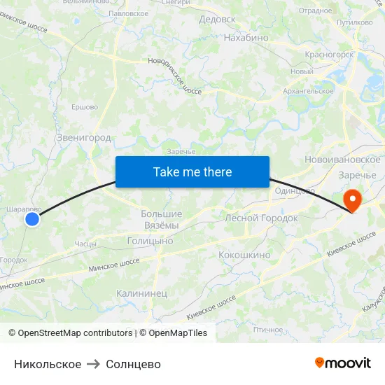Никольское to Солнцево map
