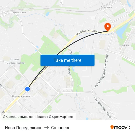 Ново-Переделкино to Солнцево map