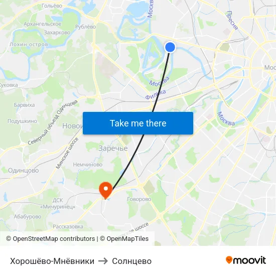 Хорошёво-Мнёвники to Солнцево map