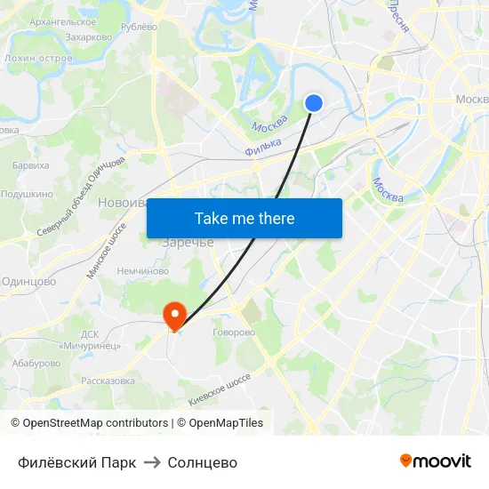 Филёвский Парк to Солнцево map