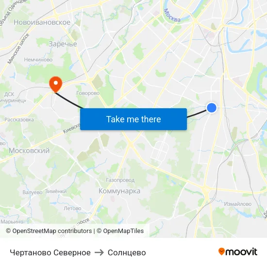 Чертаново Северное to Солнцево map