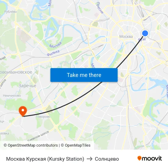 Москва Курская (Kursky Station) to Солнцево map
