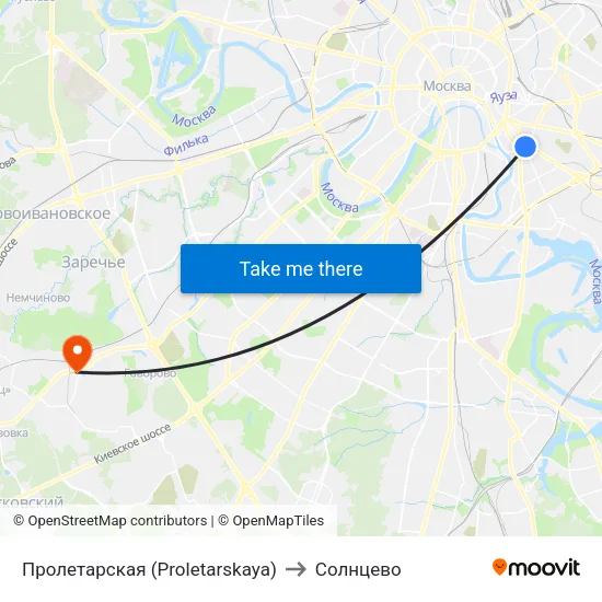 Пролетарская (Proletarskaya) to Солнцево map