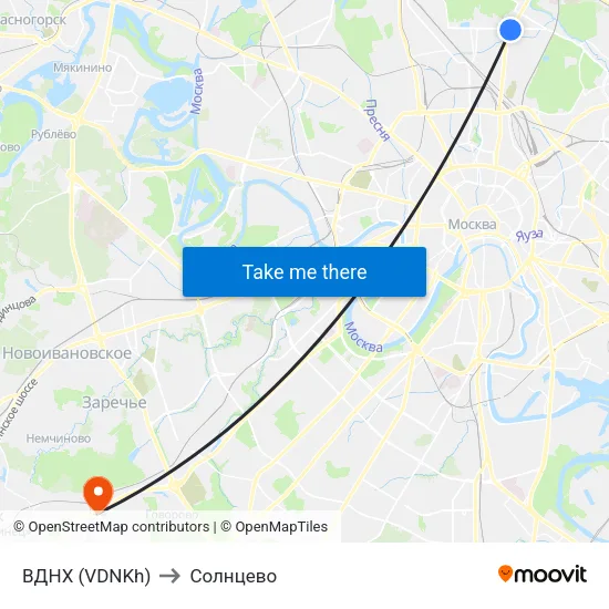 ВДНХ (VDNKh) to Солнцево map
