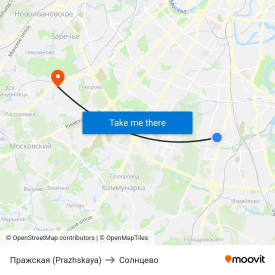 Пражская (Prazhskaya) to Солнцево map