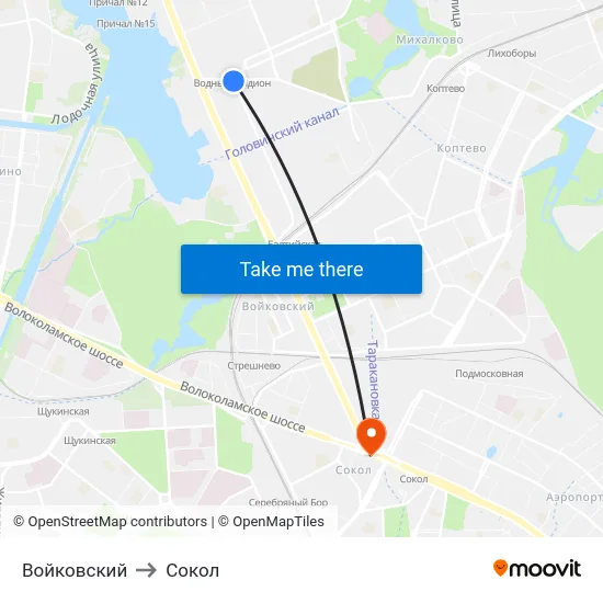 Войковский to Сокол map