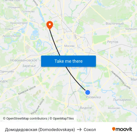Домодедовская (Domodedovskaya) to Сокол map