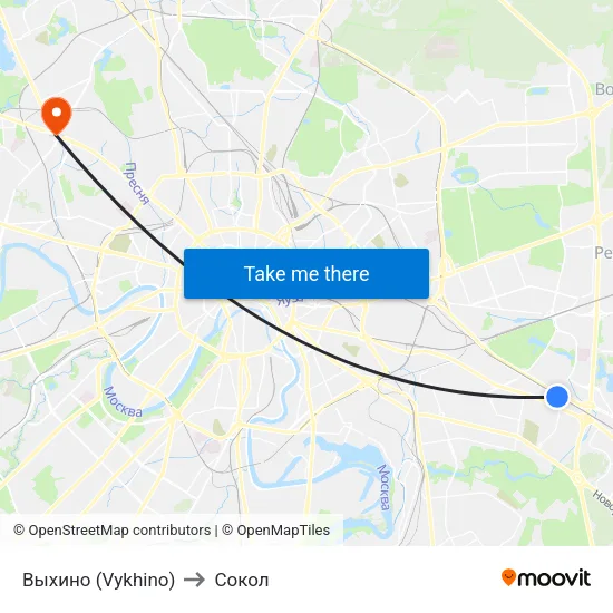 Выхино (Vykhino) to Сокол map
