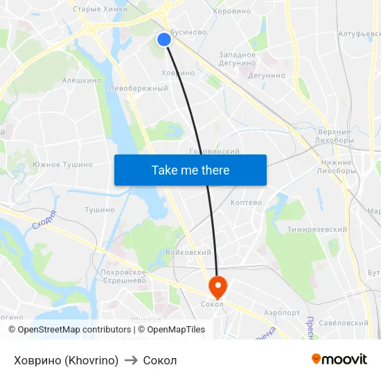 Ховрино (Khovrino) to Сокол map