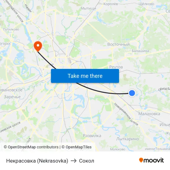 Некрасовка (Nekrasovka) to Сокол map