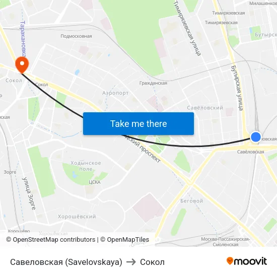 Савеловская (Savelovskaya) to Сокол map