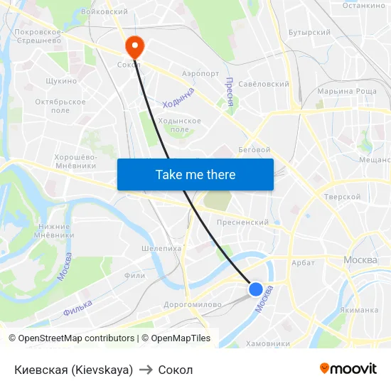 Киевская (Kievskaya) to Сокол map