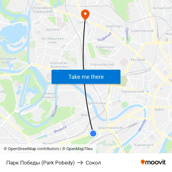 Парк Победы (Park Pobedy) to Сокол map