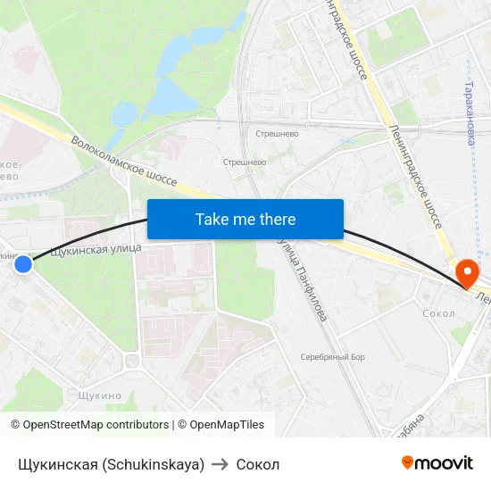 Щукинская (Schukinskaya) to Сокол map