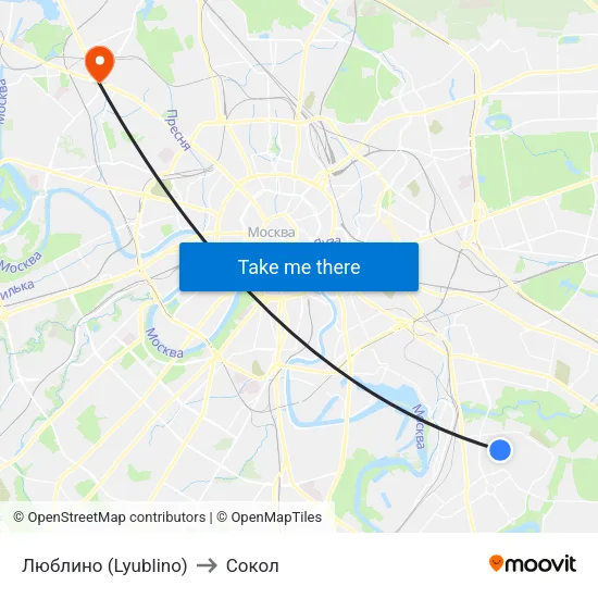 Люблино (Lyublino) to Сокол map