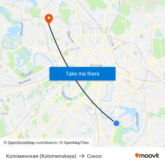 Коломенская (Kolomenskaya) to Сокол map
