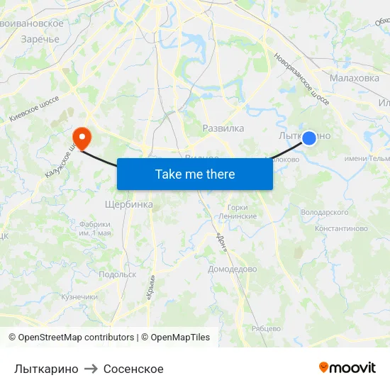 Лыткарино to Сосенское map