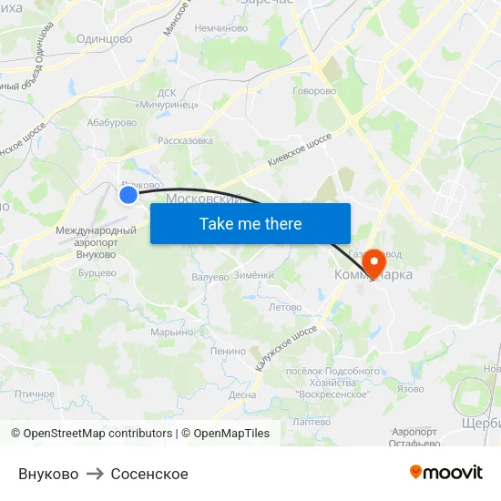Внуково to Сосенское map