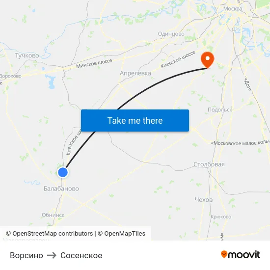 Ворсино to Сосенское map