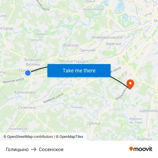 Голицыно to Сосенское map