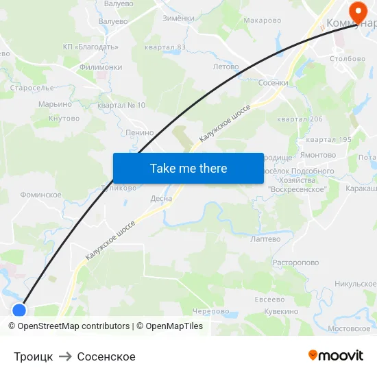 Троицк to Сосенское map