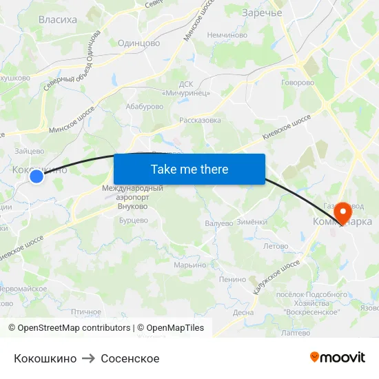 Кокошкино to Сосенское map