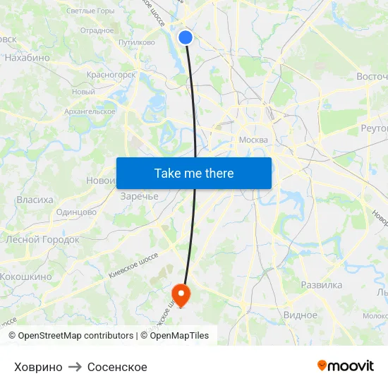 Ховрино to Сосенское map
