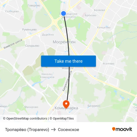 Тропарёво (Troparevo) to Сосенское map