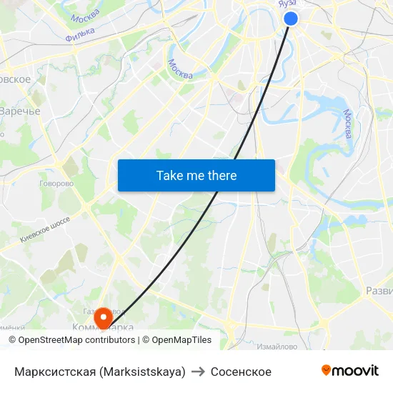 Марксистская (Marksistskaya) to Сосенское map