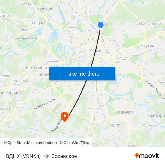 ВДНХ (VDNKh) to Сосенское map