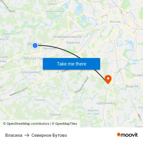 Власиха to Северное Бутово map