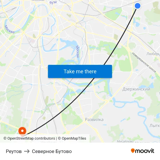 Реутов to Северное Бутово map